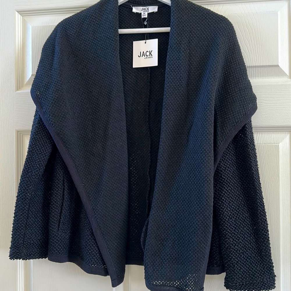 Black shawl collared sweater by BB Dakota NWT medium textured